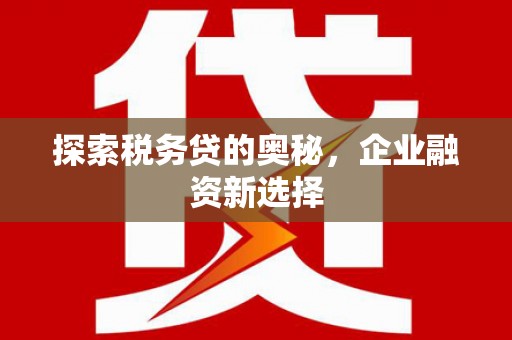 札达探索税务贷的奥秘，企业融资新选择