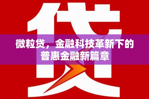 札达微粒贷，金融科技革新下的普惠金融新篇章